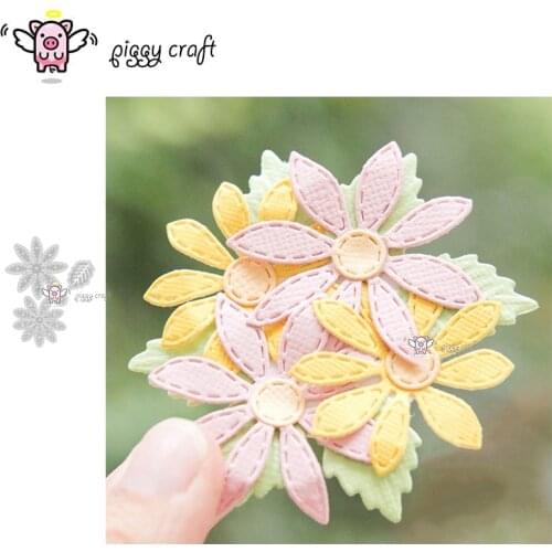 Piggy Craft metal cutting dies cut die mold Flower leaf decoration Scrapbook paper craft knife mould blade punch stencils dies