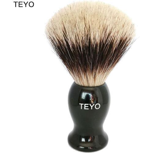 TEYO Two Band Fine Badger Hair Shaving Brush of Resin Handle With Gift Box Perfect for Wet Shave Beard Brush