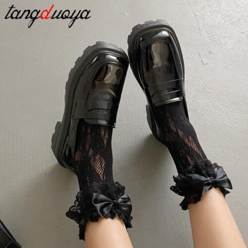 Square toe british style platform shoes women retro big toe all-match loafers platform high heel sweet lolita Mary Jane shoes