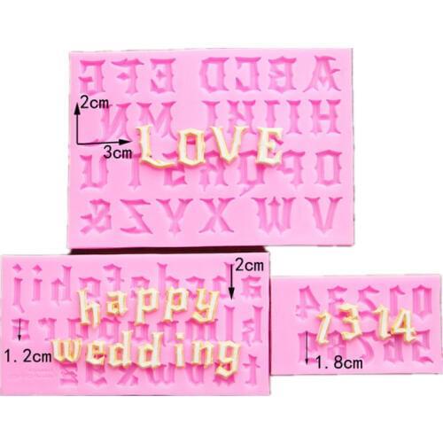 Uppercase Lowercase Letters Alphabet Digital Fondant Mold Silicone Cake Mold Dry pez shape Decoration Gothic Letter Mold Gif