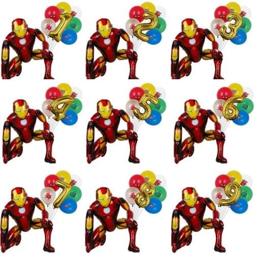 1 Set Marvel Spiderman Iron Man Foil Balloons 32inch Number 1-9 Inflatable Ball Kids Adult Birthday Party Decoration Air Golobs