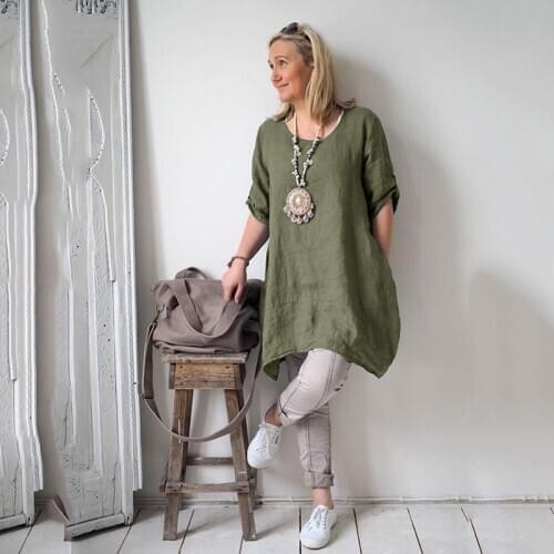 Plus Size 5XL 2020 Fashion Tops for Women Solid Color Regular Half Sleeve Womens Tops Loose Round Neck Blouse Women Ropa Mujer