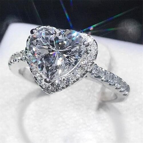 Heart shape Female ring 925 Sterling silver AAAAA Zircon cz Engagement Wedding Band Rings for women Bridal Fine Party Jewelry