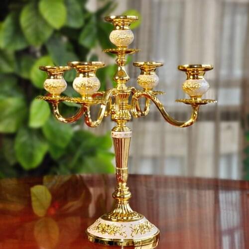 Nordic Gold Candle Holders Iron Table Centerpiece Candlelight Dinner Romantic Lights Candlestick Candles Home Decoration FC146