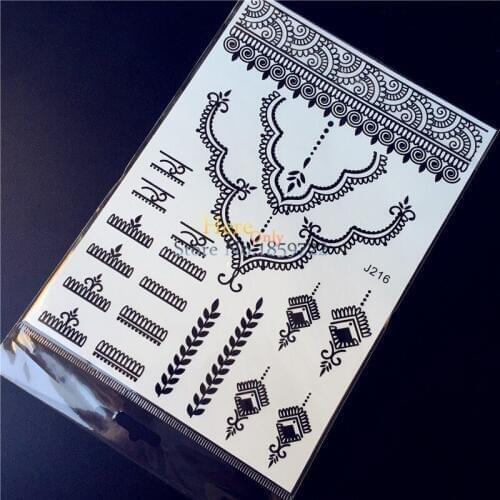 1PC Black Henna Tattoo For Women HBJ216 Fake Choker Necklace Pendants Design Body Art Jewel Waterproof Temporary Tattoo Stickers