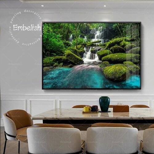 1 Pieces Modern Home Decor Landscape Pictures For Living Room Waterfall HD Print On Canvas Oil Paintings Wall Art Poster Artwork
