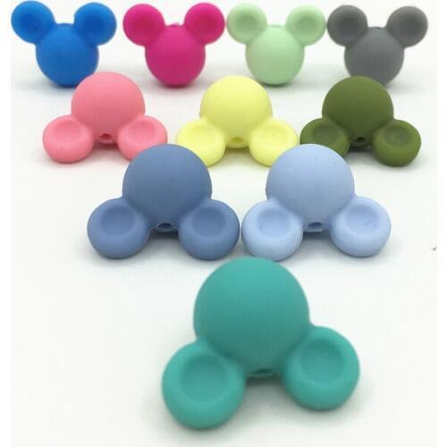 100pcs Mickey bead Wholesale Bulk silicone beads,Keroppi individual mixed color beads teething necklace baby bpa free mix