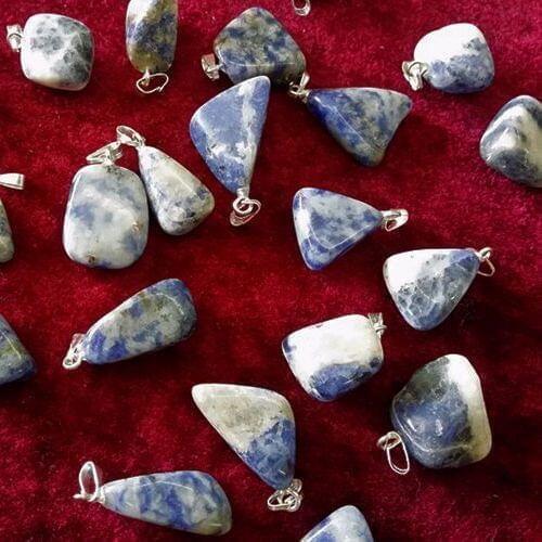 30Pcs 10-20MM Natural Blue-veins Stone Semi-precious Jewelry Necklace Pendants