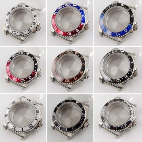 40mm Watch Case parts Fit for NH35 NH36 movement ceramic bezel sapphire glass Stainless steel watches Case