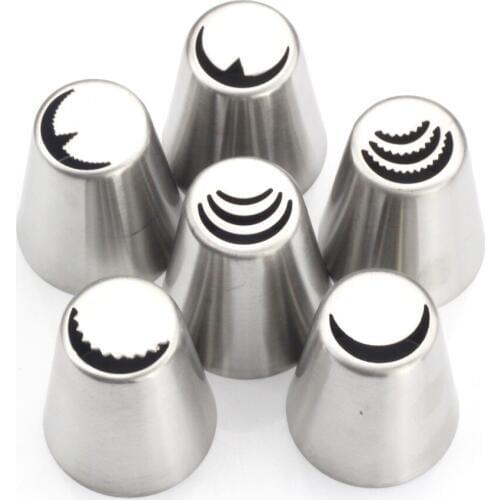 6PCS moon shaped stainless Steel Russian Icing Pastry Fondant Cupcake Cream Baking DIY Cake NozzlesTools
