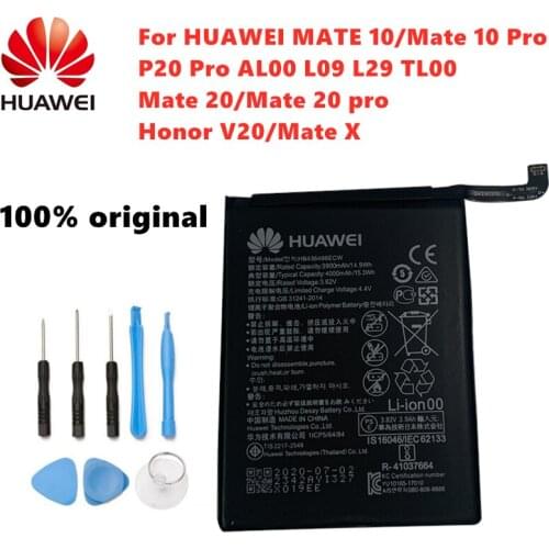 2021 year Original Huawei Phone Battery 3900mAh Replacement for Mate 10 / 10 Pro / P20 PRO AL00 L09 L29 TL00 HB436486ECW + Tools