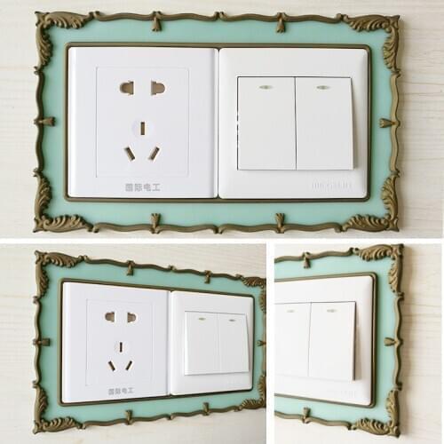 American classical switch stickers 3d adhesive-free light switch decoration sticker Luminous socket protect cover