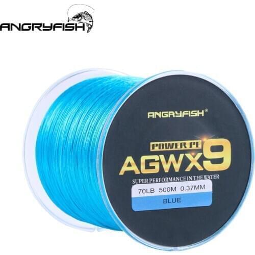 ANGRYFISH Diominate X9 PE Line 9 Strands Weaves Braided 500m/547yds Super Strong Fishing Line 15LB-100LB Blue