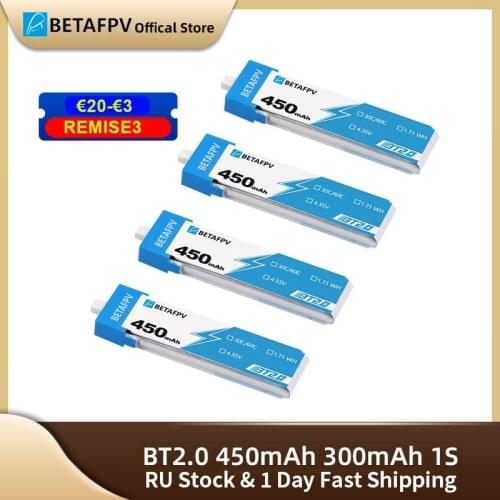 BETAFPV Drone Battery BT2.0 450mAh 300mAh 1S For BETAFPV Ceuts FPV Kit Racing Drone Original 4.35V 30C FPV Lipo BT2.0 Connector