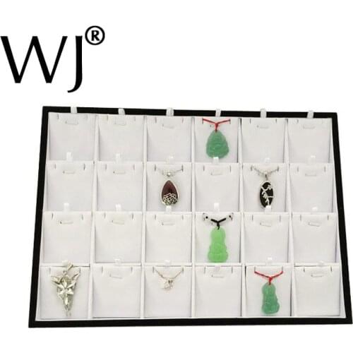 White PU Leather 24 Compartment Jewelry Display Tray Insert Charm Pendant Necklace Earrings Stand Holder Case Organizer for Shop