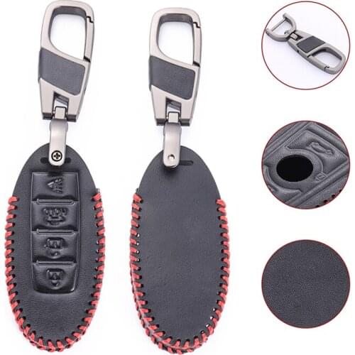 4 Buttons Car Leather Key Case Key Protect Cover for Nissan Versa Maxima Altima Rogue Armada Sentra Murano Infiniti FX35 QX60