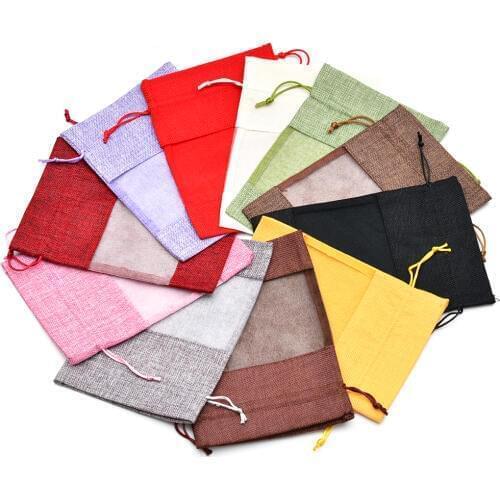 50pcs Jute Gift Packaging Bag 3.9"x5.5" Party Candy Favor Sack Linen Jute Drawstring Pouch Jewelry Gift Bag for Candy Herbs