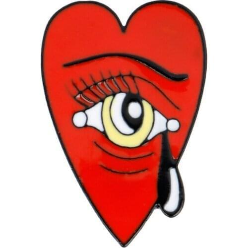 Red Heart Tears Eye Enamel Pins Sad Brooch Badge Button Lapel Pin For Jeans Cap Bag Accessories For Girl Women Gift