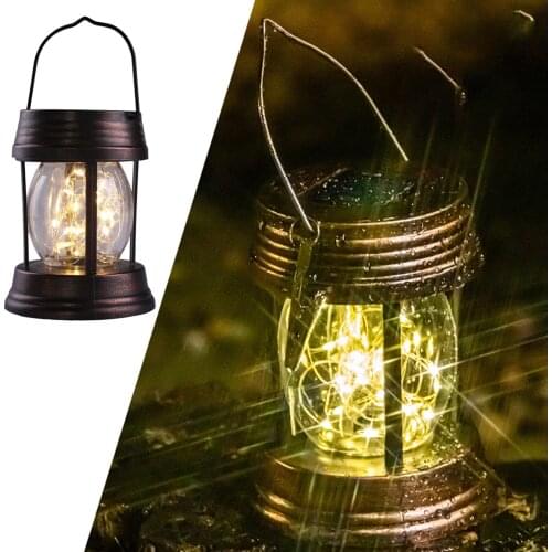 Solar Lantern Lamp IP64 Waterproof Camp Light for Yard Patio Tree Pathway Beach