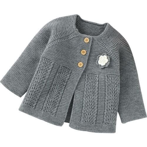 Infant Baby Girl Boy Cardigan Buttons Sweater Casual Knitted Outerwear Coats Top Long sleeve Cute Knitwear Winter Autumn Clothes