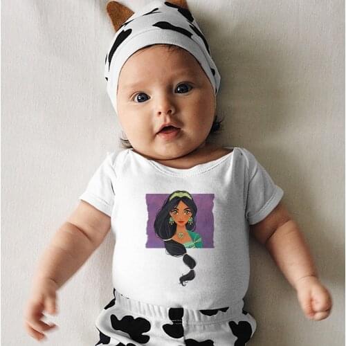Children Onesie Summer New White Black Newborn Harajuku Girl Boy 0-24M Jumpsuit Disney Animated Film Printing Pattern Breathable