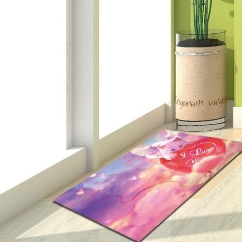 Red Festive Doormat with Thickened Soft Crystal Velvet Edge and Anti Falling Square Doormat Kitchen Oil Absorption Floor Mat