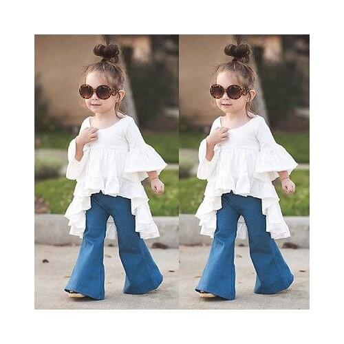 UNIKIDS 2016 Hot Summer Baby Girl Dress Frills Flare Sleeve Tops Shirt Ruffles Hem Dresses 1-6Y