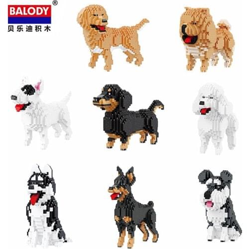 Assembly Mini Blocks Toys Animal Model Corgi Dog Dachshund Diamond Bricks Schnauzer Kids Gifts Girls Christmas Present Pet Shop