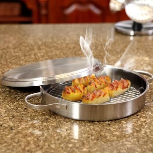 Multifunctional 304 food stainless steel baking tray frying steak pan induction cooker gas stove barbecue BBQ plate pot