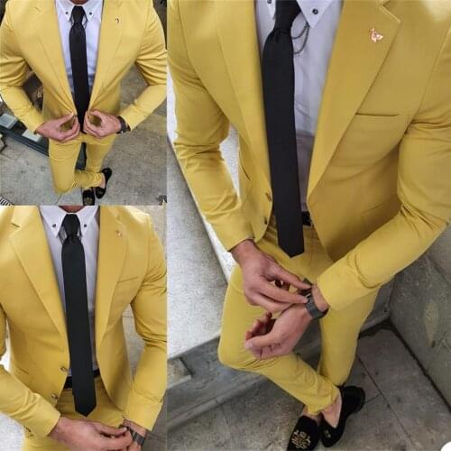 Fashion Men Tuxedos Notched Lapel Slim Fit Smart Casual Male Blazer Suits Party Prom Business Formal Jacket 2 Pieces