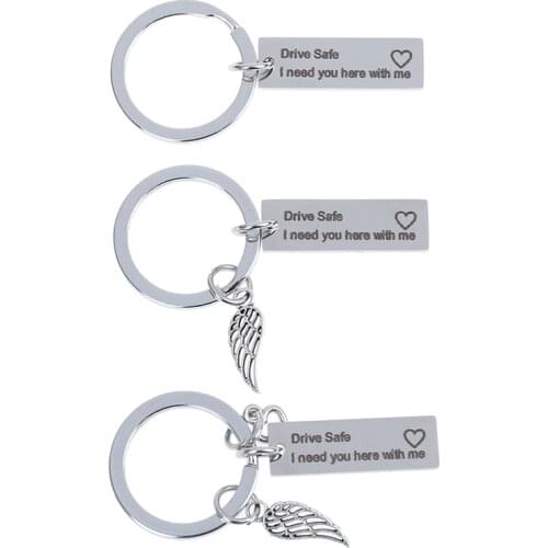 Fashion Keyring Gifts Engraved Drive Safe I Love You Keychain Couples Boyfriend Girlfriend husband wife party gift favors