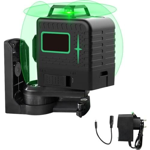 12Lines 3D Powerful Green Line Laser Level Auto Self-Leveling With Wall Bracket Outdoor Available