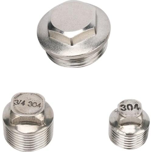 Male thread 1/2" 3/4" 1" stainless steel cover pipe plumbing fittings end cover square head pipe plug oil piping fittings 2pcs
