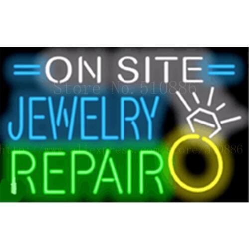 On Site Jewelry Repair NEON SIGN REAL GLASS BEER BAR PUB LIGHT SIGNS display Pawn Shop Restaurant Advertising Lights 19*15"