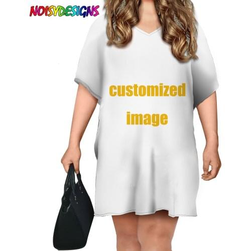 NOISYDESIGNS T Shirt Dress Batwing Sleeve Women Short Dress Custom Printing Loose O Neck Dresses Plus Size Camiseta Vestidos