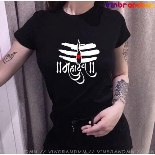 Newest Hindu Shiva (Mahadev)Lord T shirt Lingam Kali Indian Style Women Clothes Unique Cotton Short Sleeve Letters Gift lady Tee