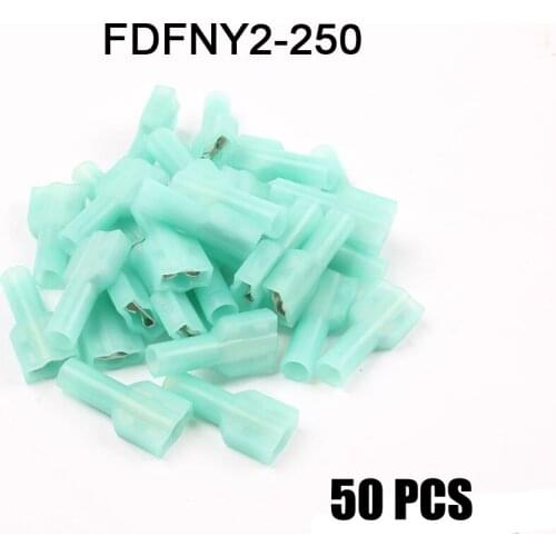 NEW FDFNY2-250 FDFNY2.5-250 NYLON brass Female Insulated Spade joint Cable Wire Connector 1.5-2.5mm2 16-14AWG