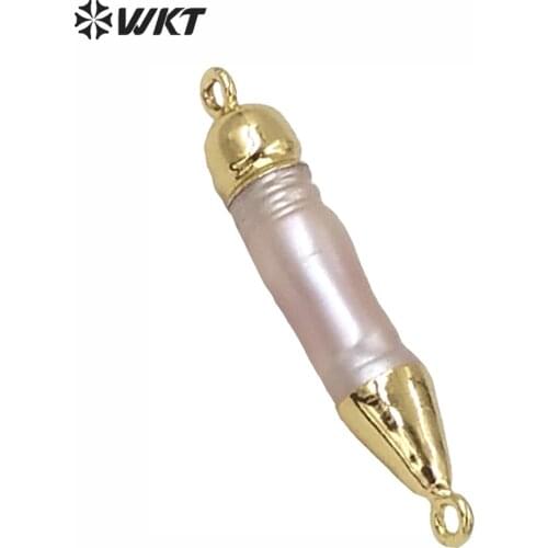 WT-C131 Wholesale tiny stick connector accessory natural freshwater pearl stick charm for jewelry design