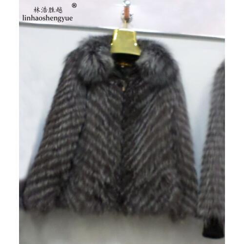 Linhaoshengyue The Fox Fur Coat Long Sleeves Long 60cm