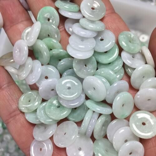 13mm Pendant Natural Lavender Type A Myanmar Jadeite Jade Circle Buckle doughnut Fine DIY Earring Accessoriest For Womens