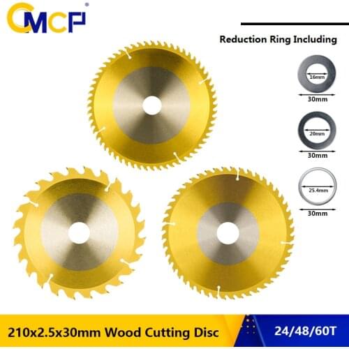 CMCP 210x2.5x30mm Circular Saw Blade 3pcs 24T 48T 60T TCT Wood Saw Blade Carbide Tipped Wood Cutting Disc Saw Blade