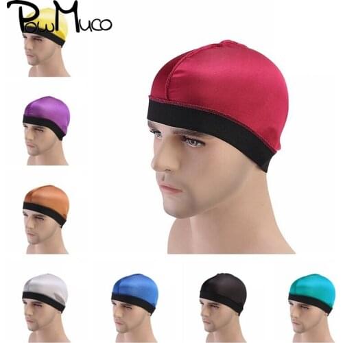 Powmuco Fashion Men Imitated Silky Pirate Hat with Elastic Band Wig Cap Solid Color Headwear Hair Accessories Birthday Gifts
