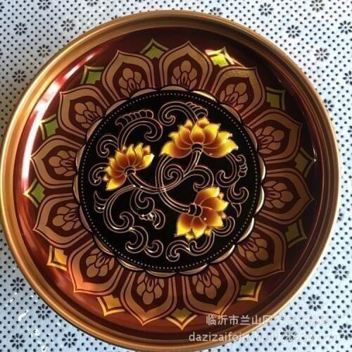 Religious altar worship Lotus alloy antique Buddhist offering plate plastic tribute plate ritual Buddha tools