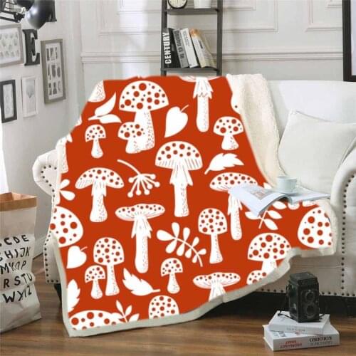 New Natural Mushroom 3D Printed Wool Blanket Bed Thick Quilt Fashion Sherpa Throw Blankets Adult Children Bedroom Home Textile