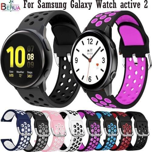 BEHAU 20mm Sport olorful Silicone watchBand For Samsung Galaxy watch active 1 active 2 40mm 44mm Smart watch Replacement Strap