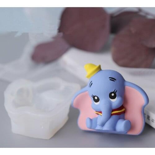 Cute Elephant Big ear small elephant silicone mold Soap Mold Car aromatherapy air outlet clamp mold Gypsum DIY material mold