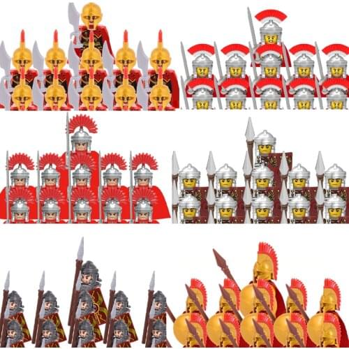 Middle Ages Roman Empire Spartan Crusader Mini Medieval Soldier Figures Model Building Blocks Bricks Toys Gift For Children