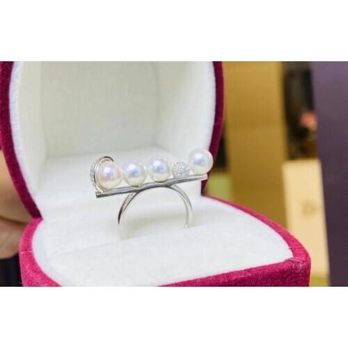 Unique 925 Sterling Silver Ring Finger Ring Base Settings Adjustable Ring Findings Jewelry Parts Fittings Accessories for Pearls