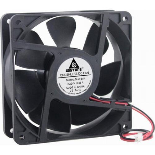Gdstime 50 Pcs 120x120x38mm DC 24V Two Ball 120mm x 38mm Two-Wire 2Pin PC Case Motor Cooling Fan 24 Volts 12038B 0.35A 3000RPM