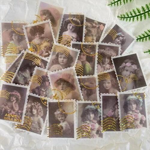 Vintage Kawaii Cute Girl Sticker DIY scrapbooking journal base collage mobile diary happy plan gift sealing decoration sticker